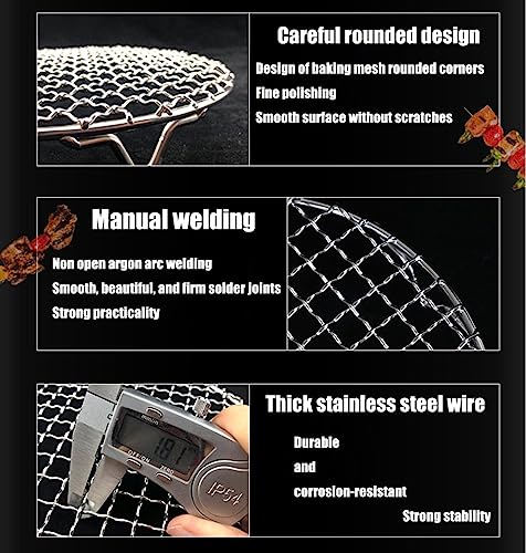 Multi-Purpose Round Cooling Cooking Rack Dia 12" Stainless Steel Barbecue Rack with 3 Legs for Cooking Baking Steaming - size: Dia 12"