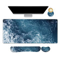 ARTSO Gaming Mouse Pad Extended, Keyboard Wrist Rest Pad & Wrist Support Abstract Mousepad Set, Non-Slip Base, Memory Foam Desk Mat, Ocean Waves - color: Ocean Waves