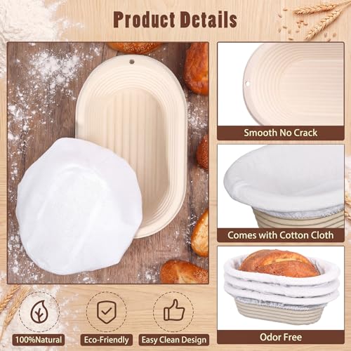 Baderke 4 Pack Banneton Bread Proofing Basket Wood Pulp, Beige, Oval - color: Beige, size: Oval