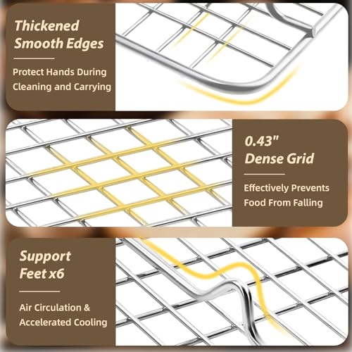 Pleafind 3 PCS Silver Stackable Cooling Rack -16 x 10 Inch Wire Rack, Heavy Duty Stainless Steel Baking Racks, Cooling Racks for Cooking and Baking Cookie Pizza Cake, Oven and Dishwasher Safe - color: Silver