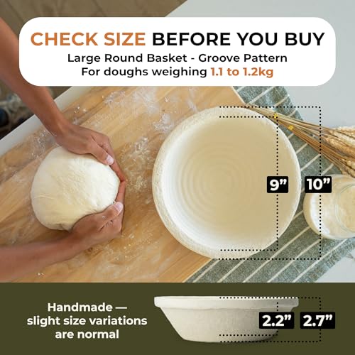 Bulka Sourdough Banneton Bread Proofing Basket Large 9" Round Groove 1kg - size: 1kg