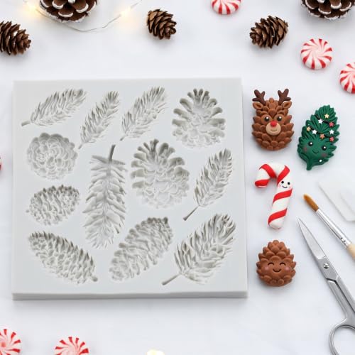 3D Pine Needles Branches Fondant Molds Pinecone Silicone Mold - color: Style N