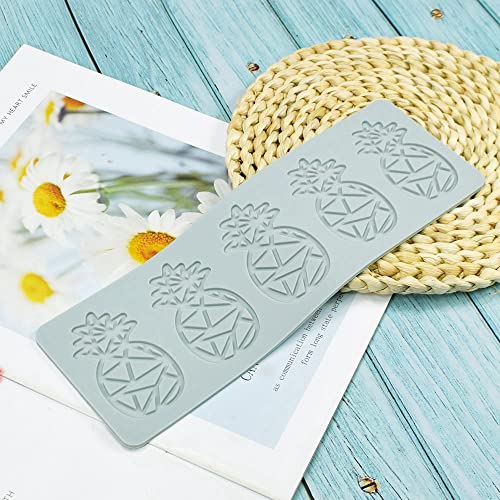 TUKE 3D Hollow Lace Fondant Molds Fruits Leaf Shape Lace Mat Party Cake Decoration Tool Cupcake Mat Silicone Molds for Polymer Clay Chocolate Baking Gummy Mould (Pineapple_10.16x3.4x0.08inch_K) - size: Pineapple_10.16x3.4x0.08inch_K