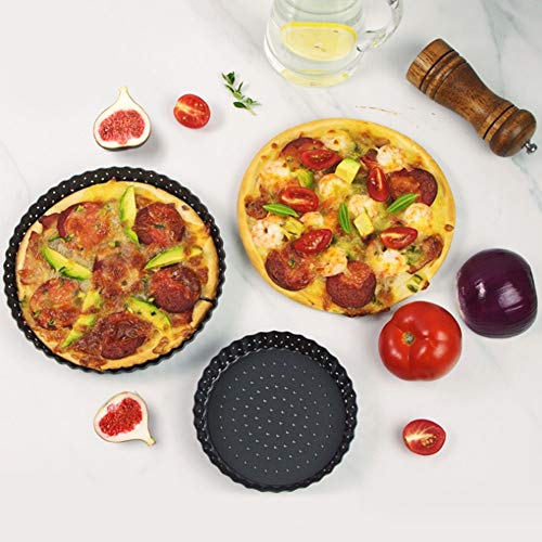 Agatige Pizza Pan with Holes for Oven, Nonstick Black Bakeware Pizza Tray with Removable Bottom Accessories for Oven Baking Supplies & Home, Kitchen, Restaurant Make Kinds of Pizzas or Pies (8in) - size: 8 in