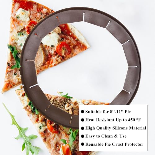Adjustable Pie Crust Shields Baking Protectors, Silicone Cover Ring Fits 8-11.4 Inch Pies, Baking Pie Pizza Crust Shield Protector Cover for Edges (Brown-1pcs) - color: Brown-1pcs