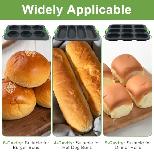 5 Pcs Silicone Hamburger Bun Pan and Baguette Pan Set
