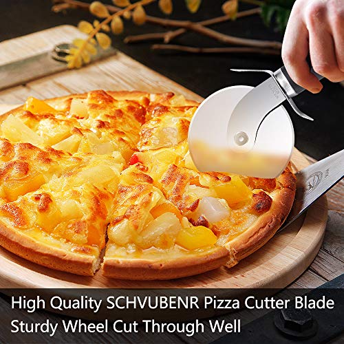 SCHVUBENR Premium Pizza Cutter Wheel - Ultra Sharp Stainless Steel Pizza Slicer with Non-Slip Soft Grip Handle - Multi-Purpose Cutter for Pizza, Dough & Pastry - Dishwasher Safe, Easy to Clean - Black - color: Black