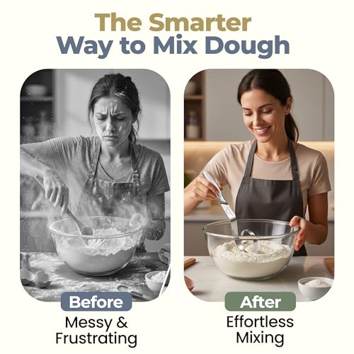 Seamless Dough Whisk, Stainless Steel Danish Dough Wisk, 9" Bread Whisk for Sourdough, Cookies, Pizza, Pastry, Dishwasher Safe Dough Hook - size: Seamless Dough Whisk