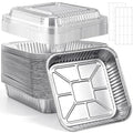 25 Pack 8x8 Aluminum Foil Pans with Lids, Square Baking Cake Pans