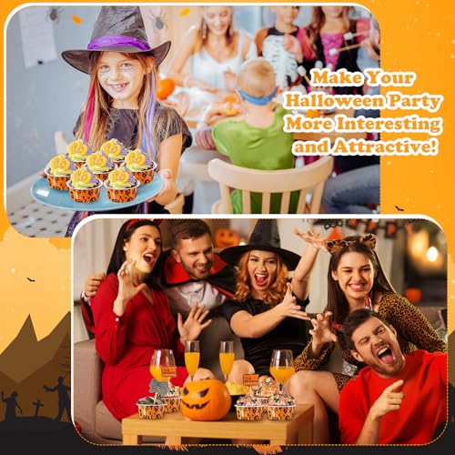 200 Set 5 oz Foil Baking Cup with Lid, Halloween, Orange