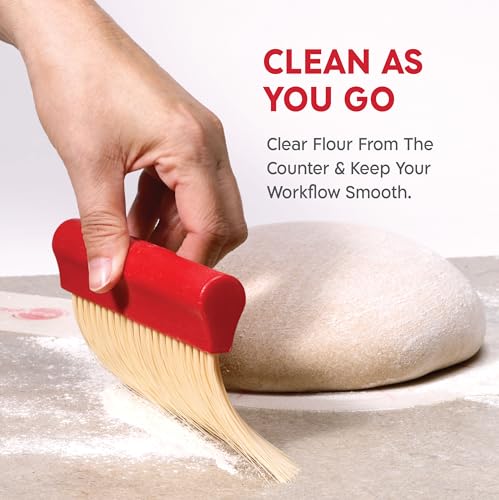 KneadAce Bench Scraper - Dough Scraper with Nesting Baker's Brush Set - color: White, Red
