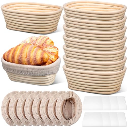 Gejoy 12 Set Oval Bread Proofing Baskets Banneton with Liner,8.5 Inch - size: 8.5 Inch