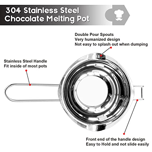 0.5QT Double Boiler Chocolate Melting with 1.5 QT 304 Stainless Steel Pot - size: 600ml+1600ml