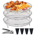8 Inch Stackable Air Fryer Rack, Stainless Steel Cooling & Cooking Rack with Silicone Feet, Fits 4.2QT-5.8QT Air Fryers for Multi-Layer Cooking