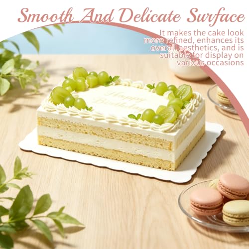 30 Pack Half Sheet Rectangle Cake Drum Board, 19 x 14 Inch Waterproof Scalloped Cake Bases, White Rectangle Dessert Drums for Sheet Cake, Dessert, Pastries & Cupcake