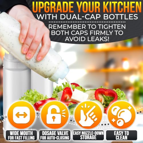 HYQO 6 Pcs 16 oz Condiment Squeeze Bottles for Sauces, Self-Closing Valve - size: 16 oz Inverted