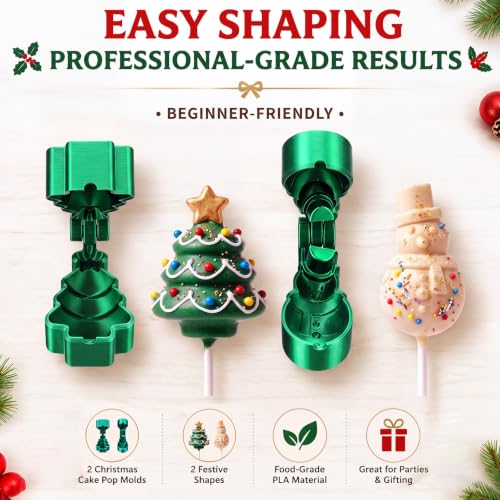 2 Pack Christmas Cake Pop Molds, Christmas Tree, Snowman 3D - color: Christmas Tree,Snowman, size: Large