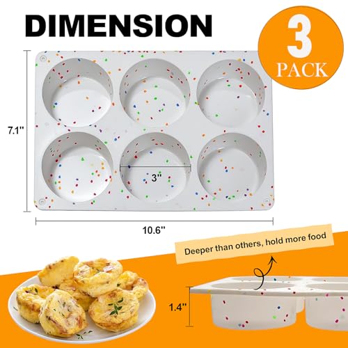 Silicone Egg Bite Molds, 3 Pack Deep 3 Inch Round Molds for Egg Breakfast Sandwiches, Omelets, Dinner Rolls, Baking - White - color: White, size: Round-3pcs