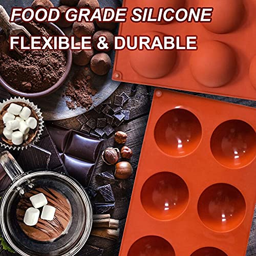 Lerykin 3 Pack Large 6-Cavity Semi Sphere Silicone Molds, Non-Stick Baking Mold for Making Standard Size Hot Chocolate Bomb, Cake, Jelly, Dome Mousse - color: 6-Cavity Large (3 Pack)