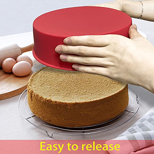 2pcs 8 Inch Silicone Cake Pan for Baking, Round Cake Molds Silicone Baking Pan Non-Stick Quick Release Suitable for Cheesecake Chocolate Cake Brownie Cake puddings - size: 8inch, style: Round