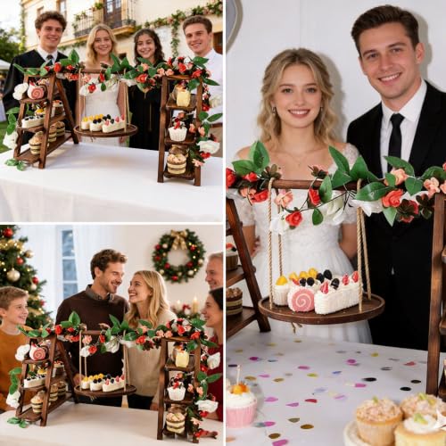 Wooden 3 Tier Cupcake Stand with Swing & Flower