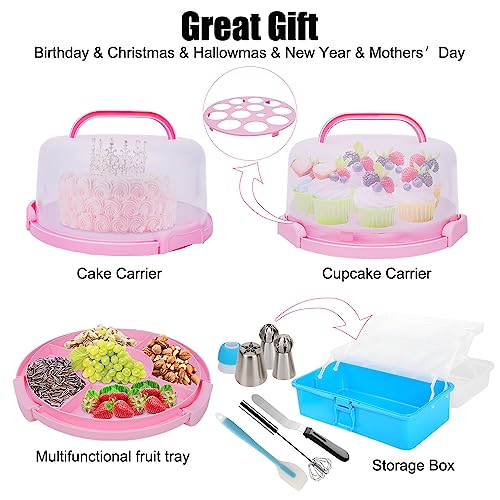 Cake Decorating Kit, 672 Pcs Cake Decorating Supplies Stand With Cake Carrier Holder Springform Pan Sets 3-Layer Toolbox Organizer Icing Piping Nozzles Cake Rotating Turntabl Baking Supplies Set Tools - size: 672 PCS