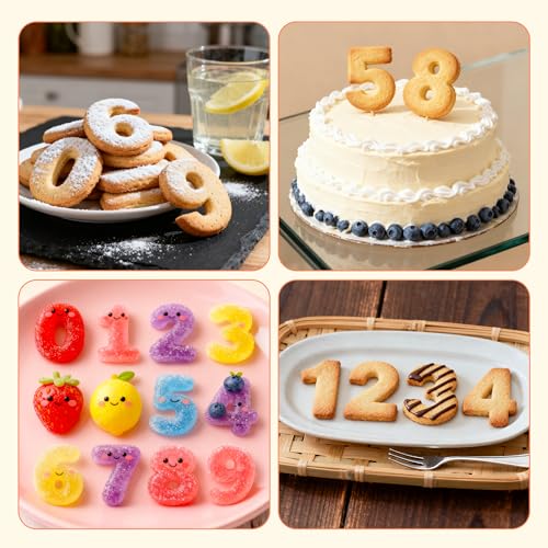 10Pcs Numbers Mini Cookie Cutters Set with Dough Scraper