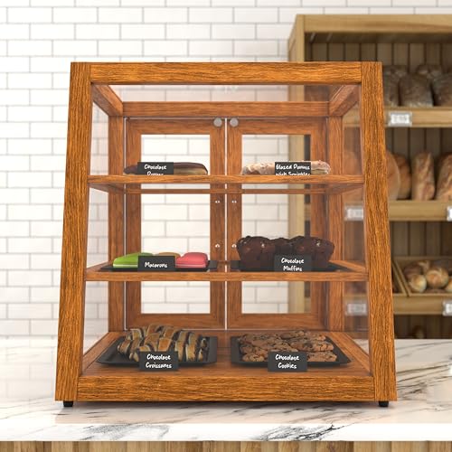 KoolMore 21 in. Light Wood Slanted Countertop Dry Bakery Display Case, Bread, Pastry and Dessert Display with Tempered Glass - color: Light Wood / Slanted, size: 21 in.