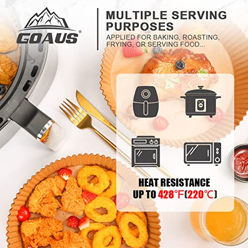 GOAUS Air Fryer Round Paper Liners Disposable 150 Pcs for 2 to 5 Qt Basket, 6.3 inch Unbleached Non-stick Oil-proof Parchment Paper Oven Safe - size: 6.3''Round 150 Pcs