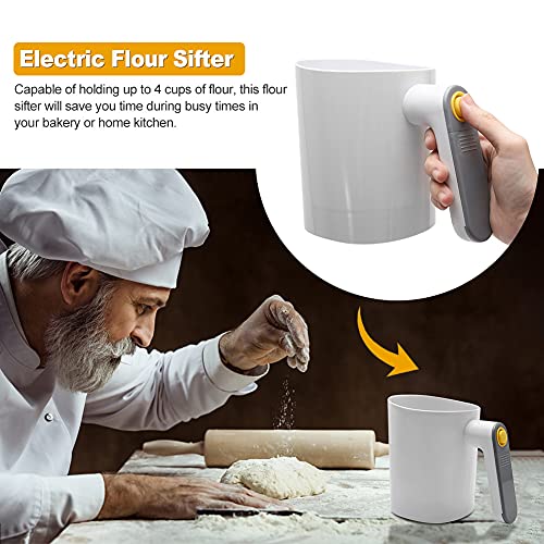 Electric Flour Sifter, Handheld Battery Operated, 4 Cup/1L Capacity