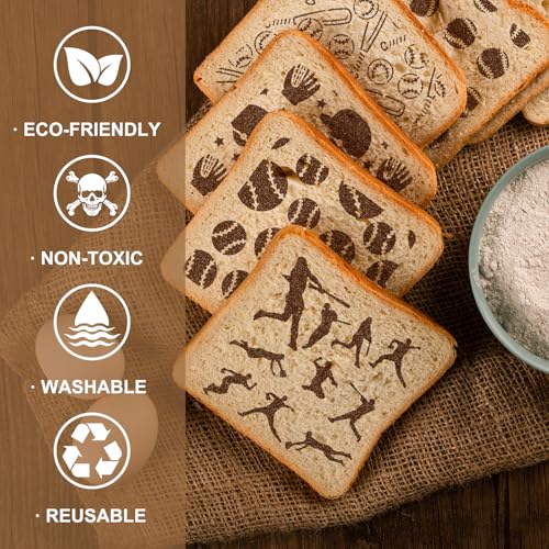 Whaline 15 Pcs Baseball Cookie Stencils Baseball Painting Stencils with Bead Chain Decorative Baking Templates for Biscuit Cake Party DIY Crafts - style: Baseball