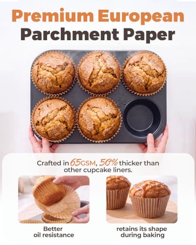 Bake Choice 100pcs Super Jumbo Cupcake Liners for Baking, EU 65GSM Paper - color: Natural, size: Super Jumbo Size