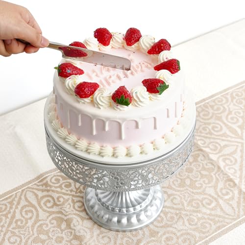 11Pcs Silver Cake Stand Set, Metal Dessert Table Display Set - color: Silver