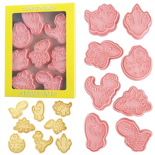 8Pcs Dinosaur Cookie Cutters Dino Egg Footprint Biscuit Molds for Kids - color: Dinosaur C