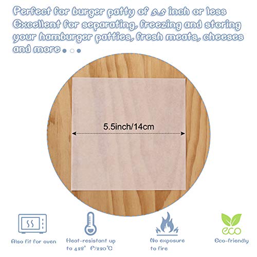 5.5x5.5 Inch Burger Patty Paper, 300pcs Parchment Paper Squares for Patties - size: 5.5 inch