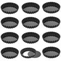 CHEFMADE Round Tart Pan Set, Non-Stick 4 Inch 12Pcs with Removable Loose Bottom Quiche Pan - size: 4" Round Tart 12Pcs