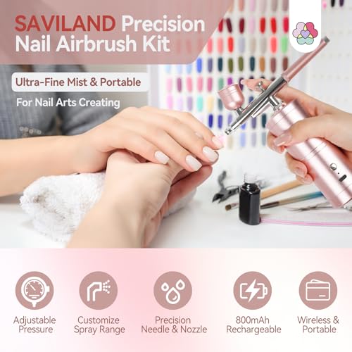 SAVILAND 25PSI Super-Stable Airbrush for Nails Air Brush Machine Pink - color: Pink