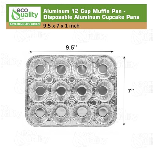 Aluminum 12 Cup Muffin Pan - Disposable Aluminum Cupcake Pans - Muffin Tin Great for Baking Cupcakes, Mini Muffins, Small Pies - Heavy Duty, Durable Reusable Recyclable - Bake Sale Pans Bulk (30) - size: 30