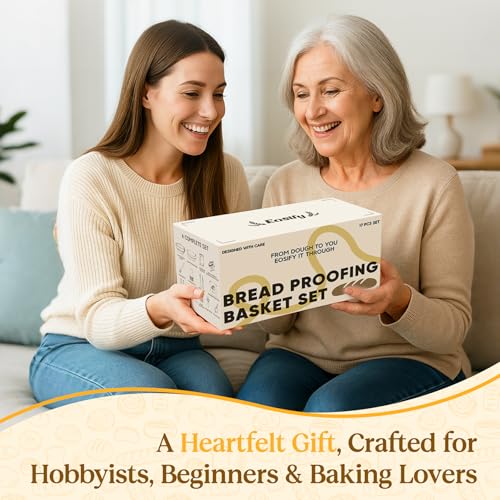 Sourdough Starter Kit with Cotton Rope Banneton Basket & Jar for Beginners