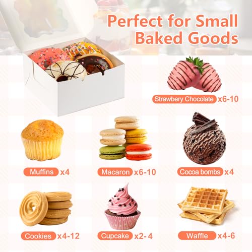12 Pcs Cookie Boxes with Window, 6x6x3 inches, for Dessert Pastry
