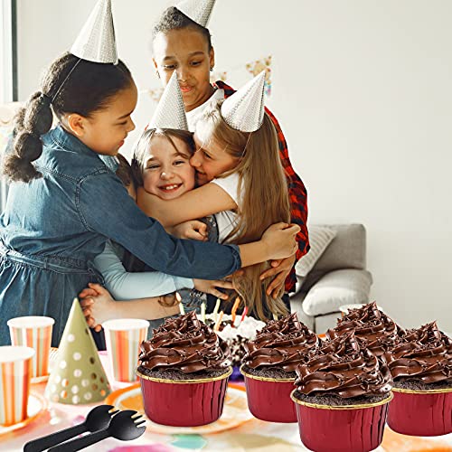 LNYZQUS 100 Pack Cupcake Liners with Dome Lids, 5oz Mini Baking Cups - color: Red Gold, size: 100 Pack