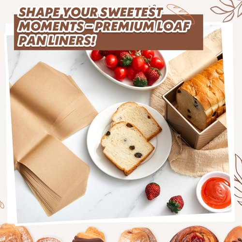 Feifeiya 100 Pack Loaf Pan Liners, 13 x 5 Inch Parchment Paper - size: 13.4 x 5.12 Inch