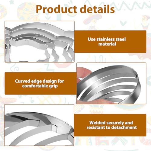 Concha Cutter, Concha Stamp & Pig Cookie Cutter Set – Ideal for Mexican Coffee, Hot Chocolate, Day of the Dead, Mexican Theme Parties, Festive & Family Gatherings - color: Concha Cutter+Pig