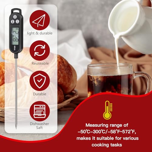Copkim 6 Pcs Food Thermometer Instant Read Probe BBQ,Black, White, Red - color: Black, White, Red