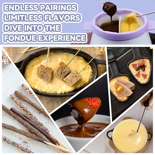 Party Desserts Electric Fondue Pot Set with 2 Pots, Melting Chocolate Warmer for Dipping, Candy & Chocolate Melting Pot, Fondue Pot Electric Set, Fondue Forks Included, 2.5 Cups, Lavender - color: Lavender