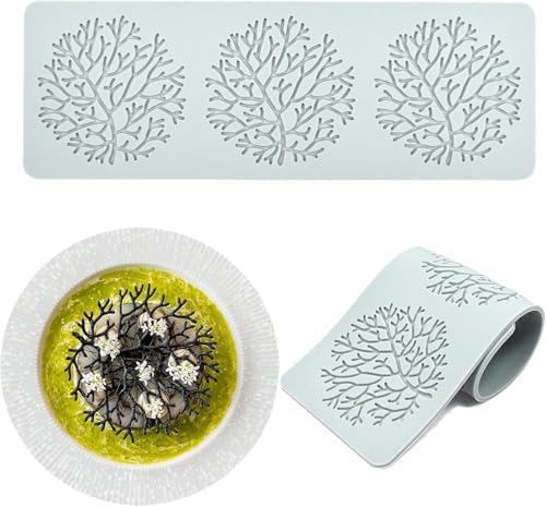 Tuile Molds Silicone (2 PCS) Lace Fondant Molds Set with Hollow 3D Beehive - size: Tree Branch Molds Silicone