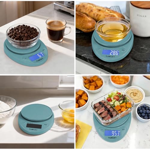 Small Digital Kitchen Scale Food, Scale for Baking Cooking, 11lb/5kg, Blue - color: blue