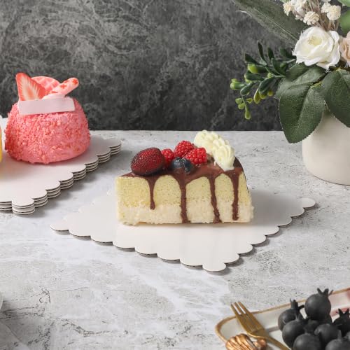 10 Pack 6 Inch White Square Cake Boards Grease Proof Heavy Duty Cardboard Base Disposable Trays for Desserts Pastries Display - size: 6''