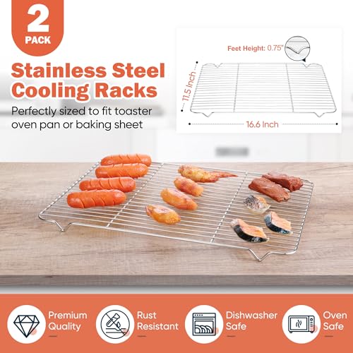 Homikit 16.6 x 11.5’’ Large Cooling Rack, 2 Pack Stainless Steel Wire Rack - size: 16.6*11.5 Inch
