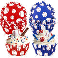 JarThenaAMCS 300Pcs Baseball Cupcake Liners Paper Baking Cups Blue Red Standard Muffin Cupcake Wrappers for Sports Fans Birthday Baby Shower Party Supplies - style: baseball